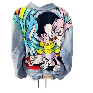 0259 Vtg 90s Too Cute Hollywood Tiny Toons Denim Jacket Buster Babs Size 22